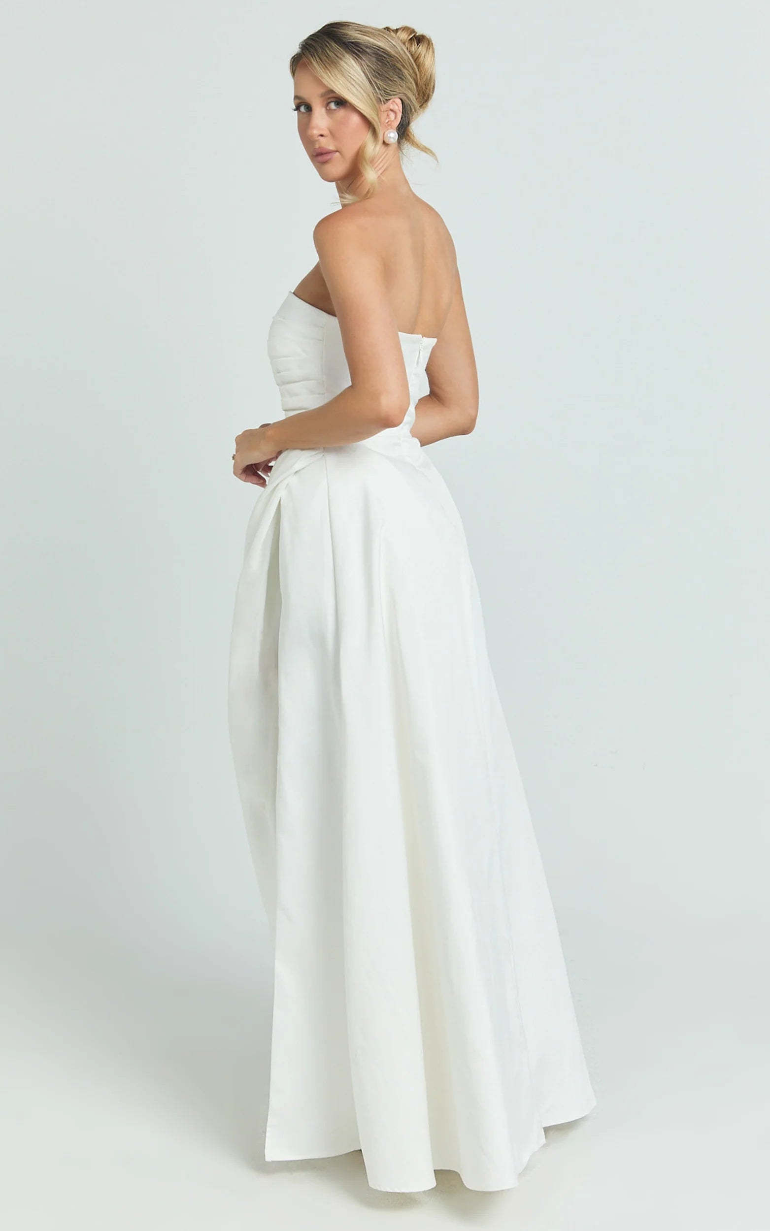 Bianca Maxi Dress - Strapless Fit And Flare Dress in Ivory