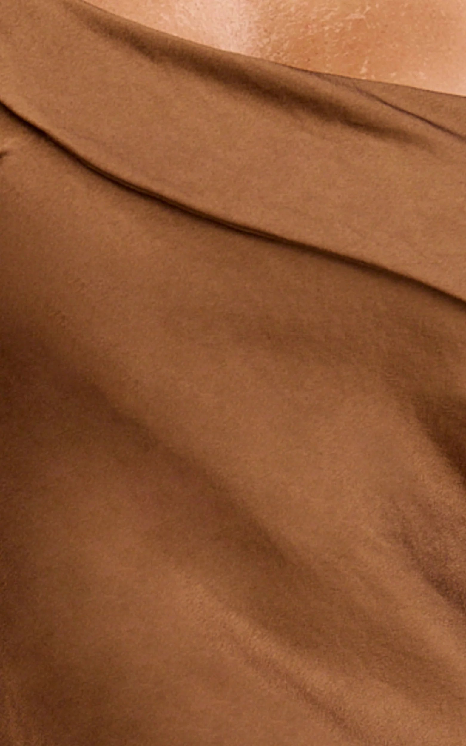 Calix Midi Dress - One Shoulder Slip Dress in Chocolate