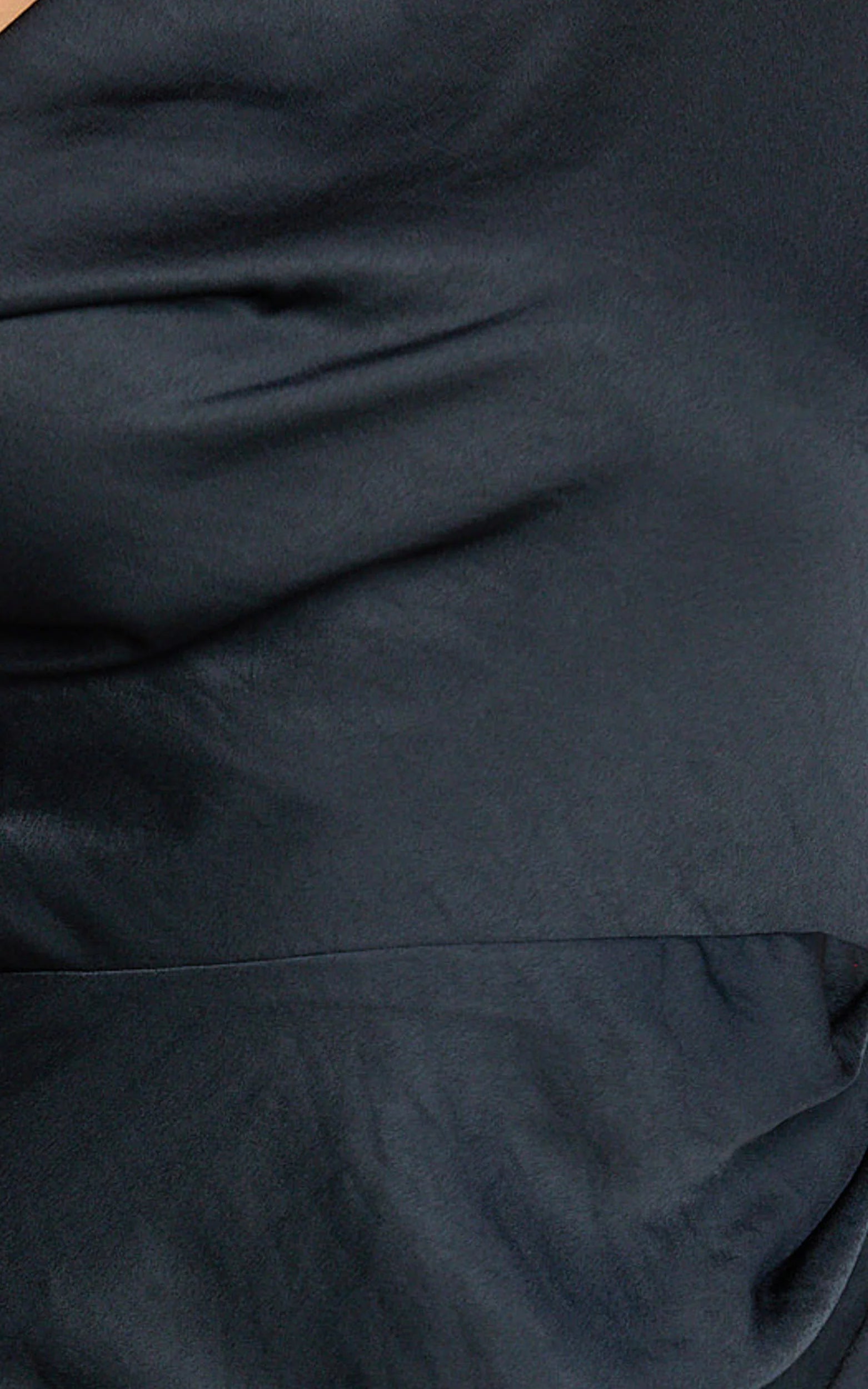 Lira Midi Dress - One Shoulder Satin Dress in Navy