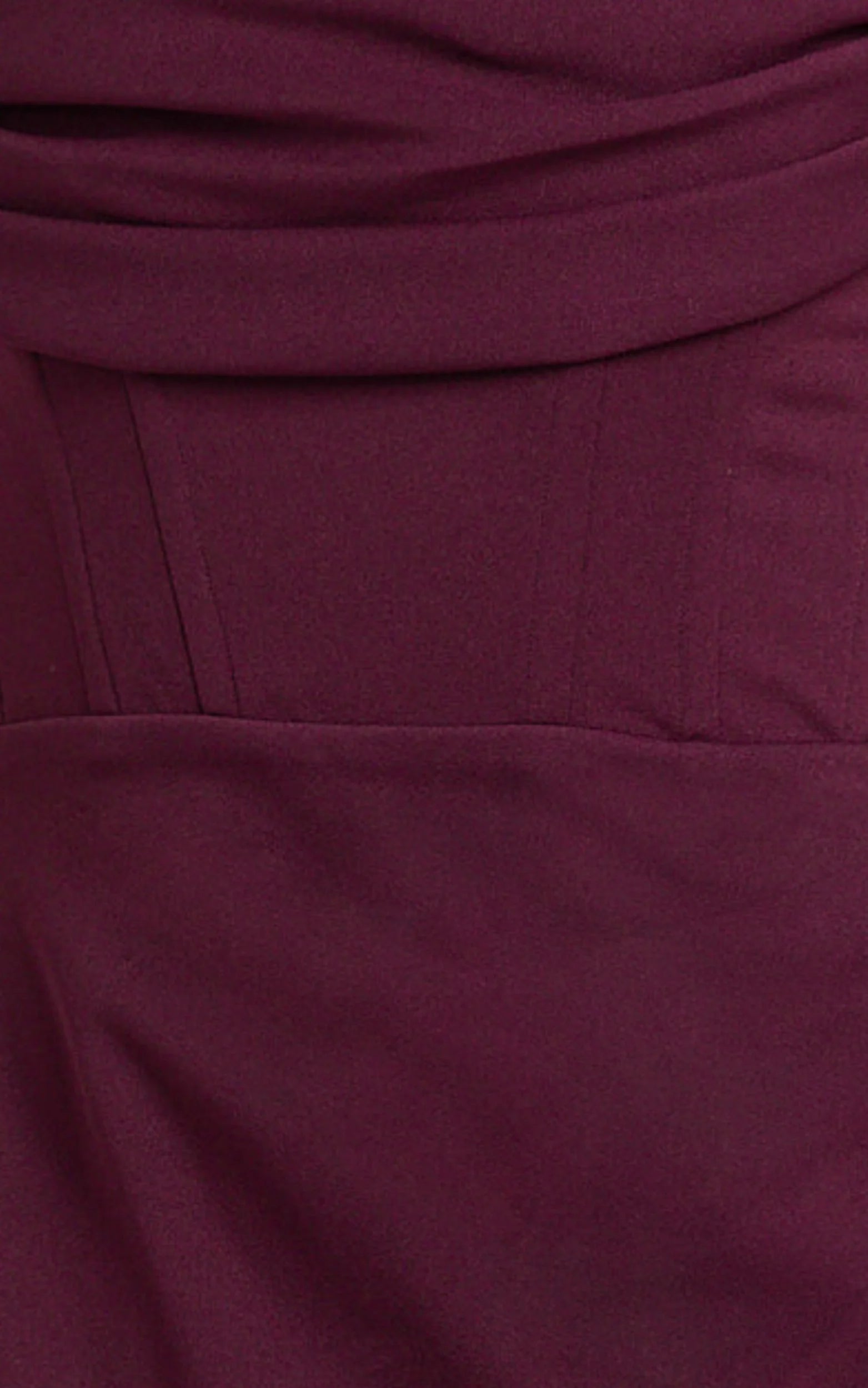 Marcel Maxi Dress - Off Shoulder Corset High Split Dress in Wine
