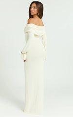 Pietra Maxi Dress - Knit Off Shoulder Dress in Cream