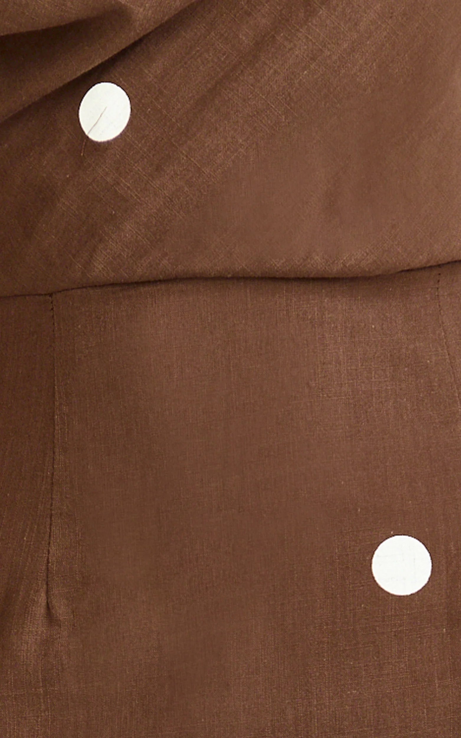 Cia Maxi Dress - Tipped Shoulder Linen Polkadot Dress in Chocolate