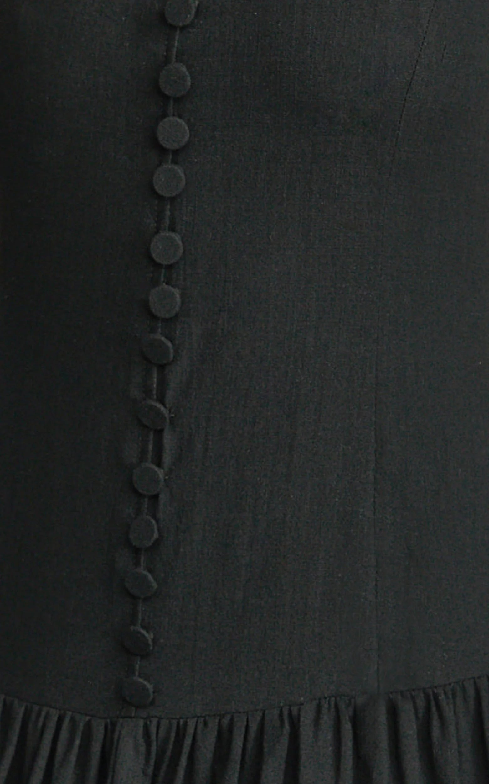 Cortez Maxi Dress - Square Neck Button Down Dropped Waist Dress in Black